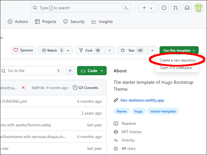 Create a new repository