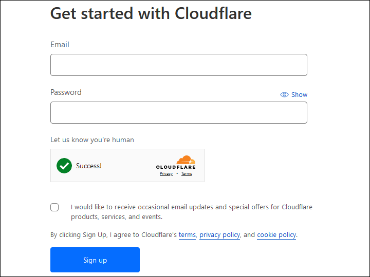 Create a Cloudflare account